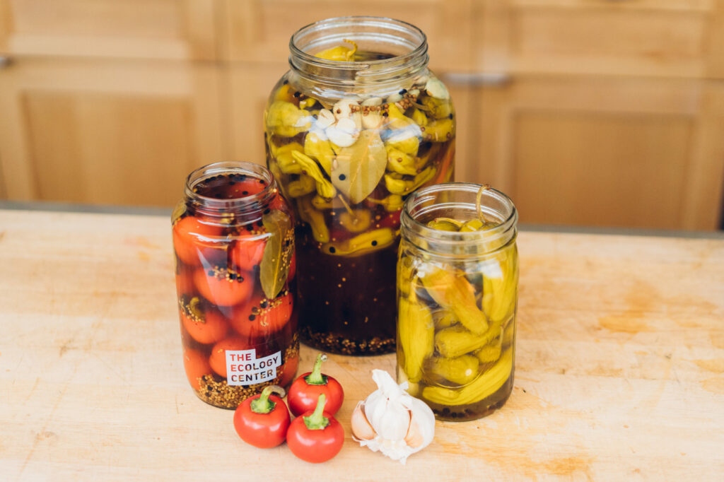 Assortment of pickled peppers.