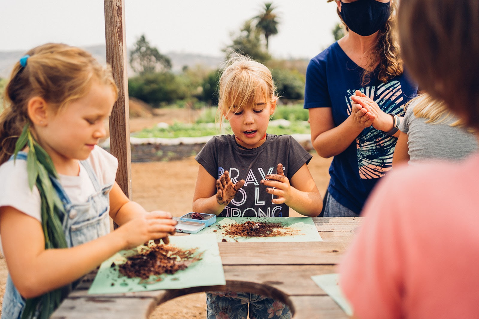 Kids playing with soil
